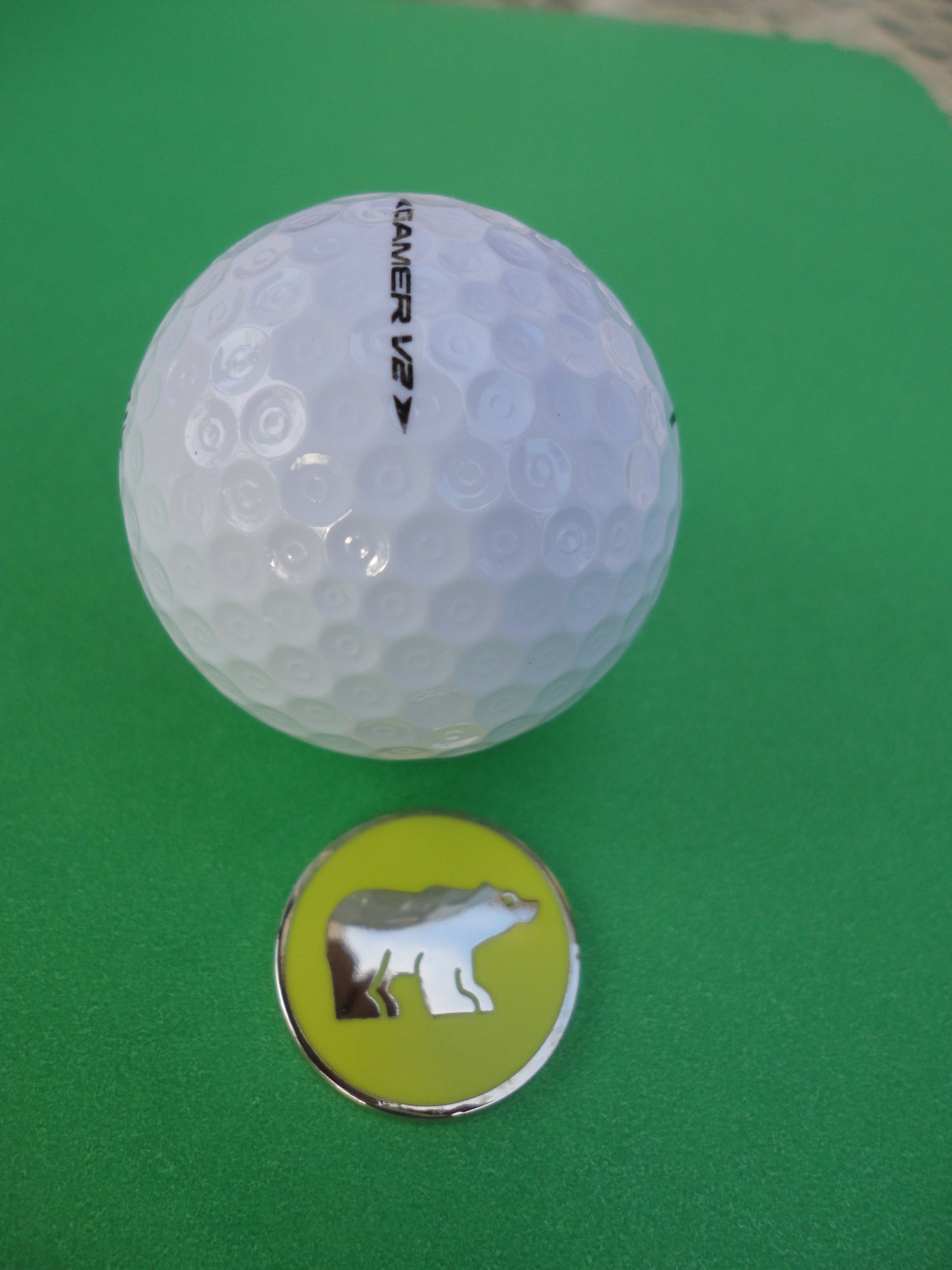 Polar Bear with Yellow Background Ball Marker golf ball pic 1