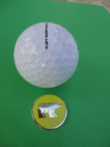 Polar Bear with Yellow Background Ball Marker golf ball pic 1