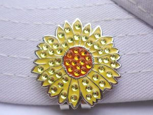 Sunflower w/Crystals Ball Marker hat brim pic