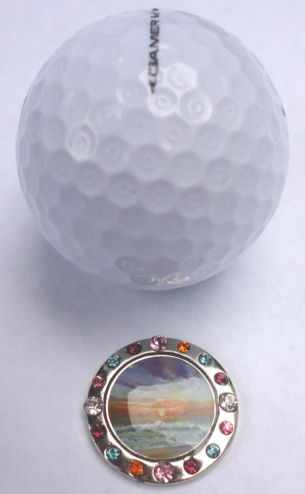 Beach Sunset Crystal Ball Marker golf ball pic