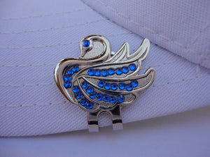 Swan with Blue Crystals Ball Marker