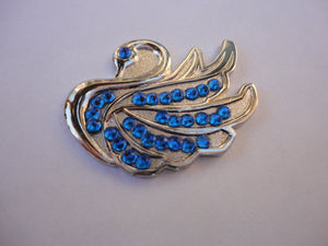 Swan with Blue Crystals Ball Marker