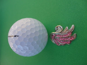Swan with Pink Crystals Ball Marker golf ball pic
