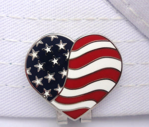 American Flag Heart Ball Marker hat brim pic 1