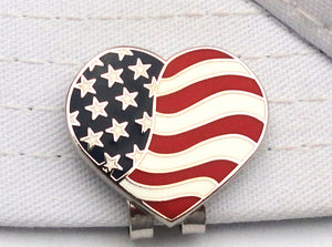 American Flag Heart Ball Marker hat brim pic 2
