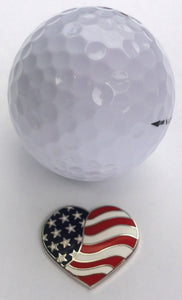 American Flag Heart Ball Marker golf ball pic