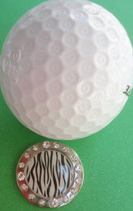 Zebra Stripes w/ Crystals Ball Marker golf ball pic