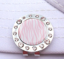 Pink Zebra Stripes W/ Crystals Ball Marker hat brim pic