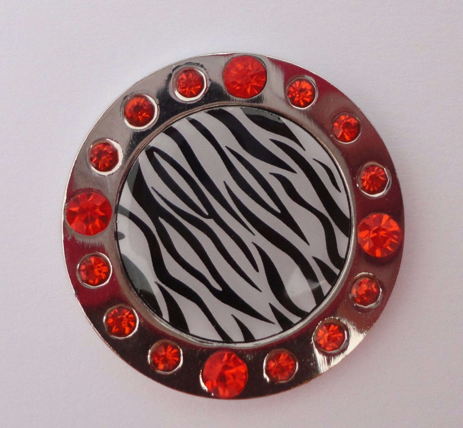 Zebra Stripes W/ Orange Crystals Ball Marker