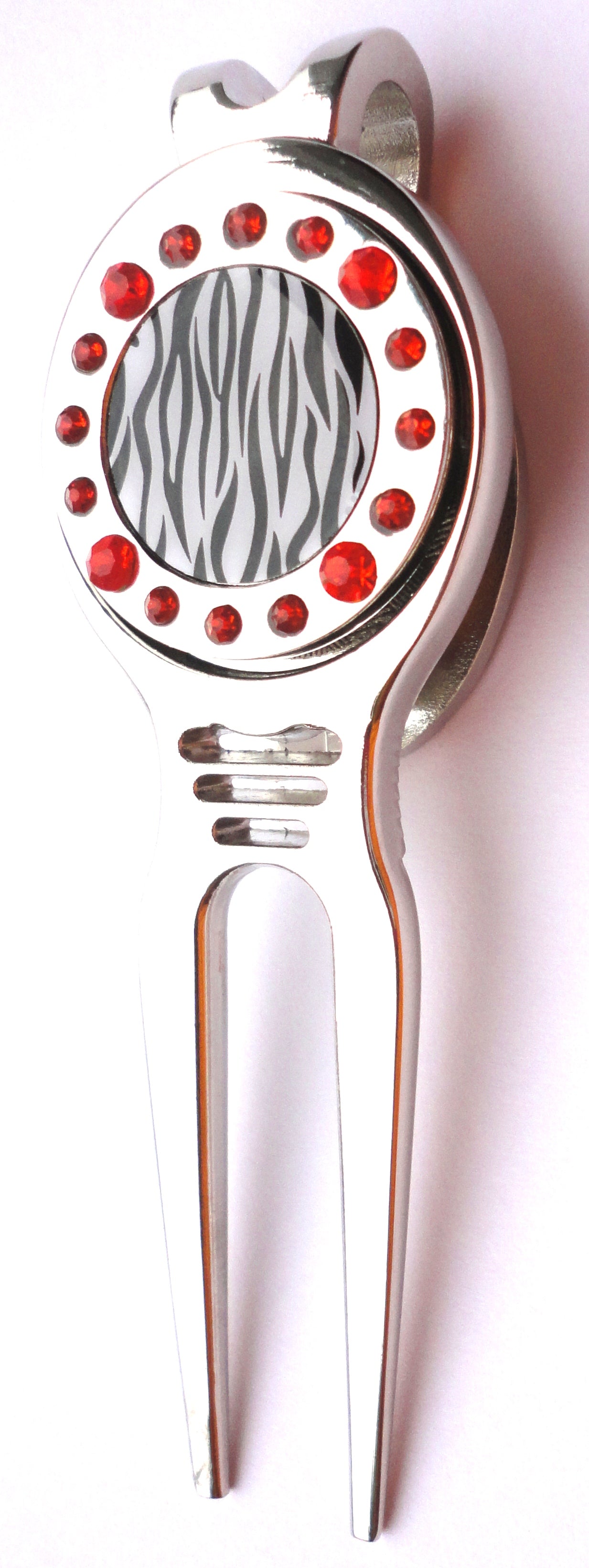 Zebra Stripes W/ Orange Crystals Ball Marker